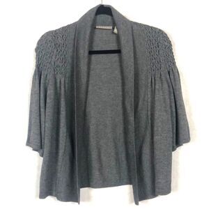 KENAR Quilted Open Front Cardigan Gray Size S